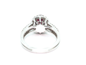 2.59Ct Natural Ruby and Diamond Halo Ring 14 Kt White Gold