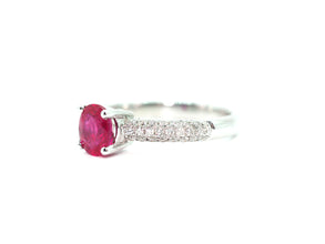1.77Ct Natural Ruby and Diamond Pave Set Ring 18Kt White Gold