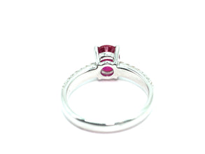1.77Ct Natural Ruby and Diamond Pave Set Ring 18Kt White Gold