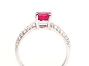 1.77Ct Natural Ruby and Diamond Pave Set Ring 18Kt White Gold