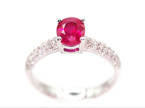 1.77Ct Natural Ruby and Diamond Pave Set Ring 18Kt White Gold