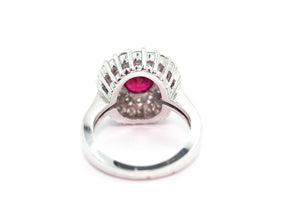 2.67Ct White Gold and Natural Ruby Two Row Diamond Ring 14Kt White Gold
