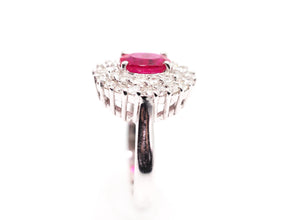 2.67Ct White Gold and Natural Ruby Two Row Diamond Ring 14Kt White Gold