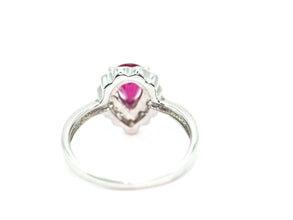 1.125ct Natural Burma Ruby and Diamond Halo 18kt White Gold Ring