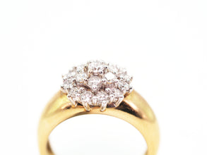 1.10Ct Yellow and White Gold Natural Diamond Women's Fashion Cocktail Ring 18Kt