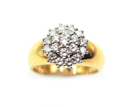 1.10Ct Yellow and White Gold Natural Diamond Women's Fashion Cocktail Ring 18Kt