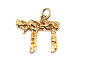 Filigree chai Life Pendant 14kt Yellow Gold 0.75inch