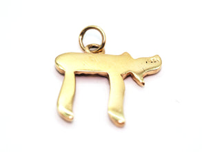 Filigree chai Life Pendant 14kt Yellow Gold 0.75inch