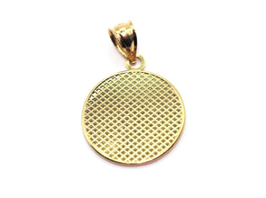 Textured Chai Life Circular Pendant 14kt Yellow Gold 0.70Inch