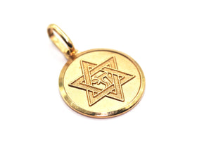 Textured Jewish Star Pendant 14KT Yellow Gold 0.70 Inch