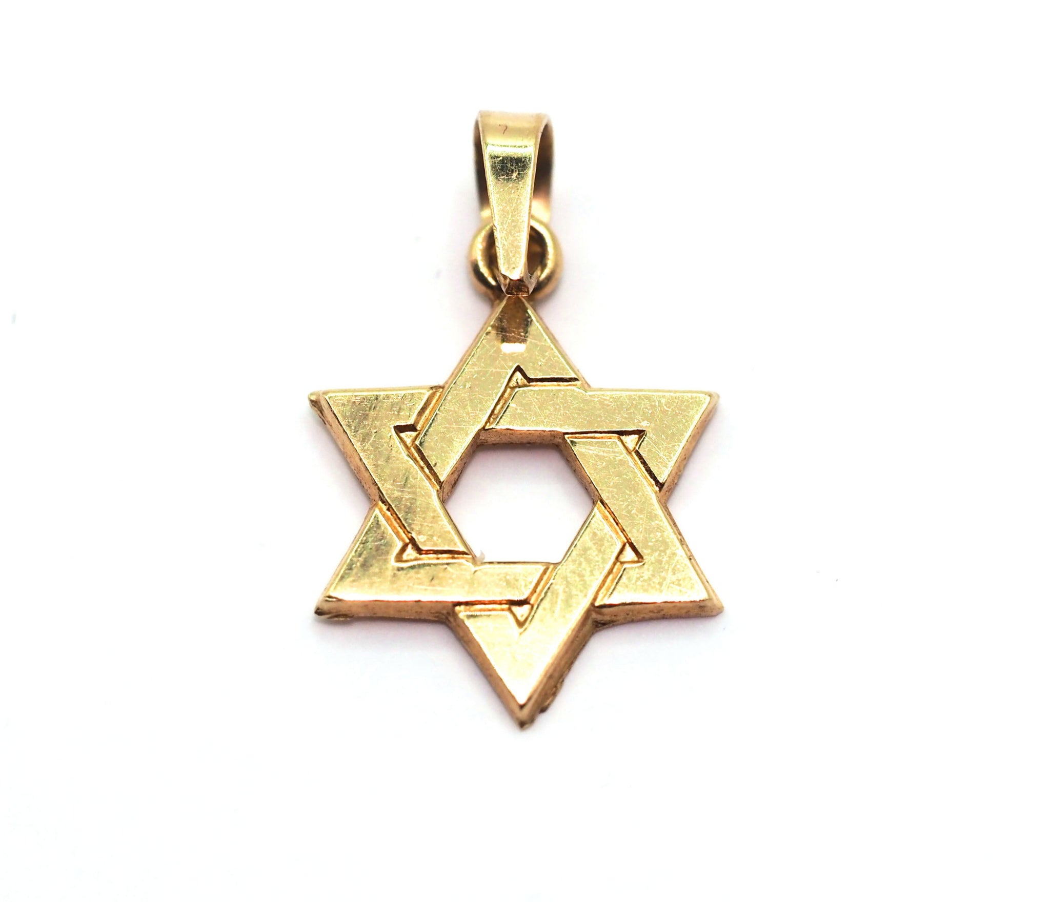 Jewish Star Pendant 14KT Yellow Gold 0.50 Inch
