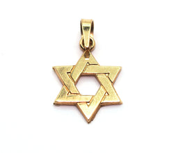 Jewish Star Pendant 14KT Yellow Gold 0.50 Inch