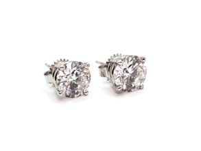 Lab Created 4 Ct F VVS2 Round Diamond Push Back Studs Pair 14KT White Gold – IGI Certified