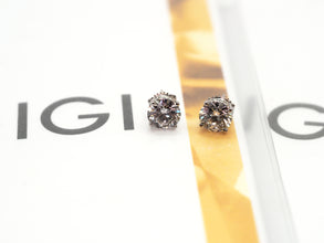 Lab Created 4 Ct F VVS2 Round Diamond Push Back Studs Pair 14KT White Gold – IGI Certified