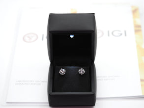Lab Created 4 Ct F VVS2 Round Diamond Push Back Studs Pair 14KT White Gold – IGI Certified
