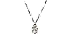 0.52ct Tear Drop Pear Shape Natural Diamond Solitaire Necklace 18kt White Gold