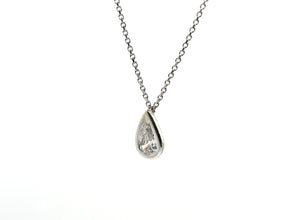 0.52ct Tear Drop Pear Shape Natural Diamond Solitaire Necklace 18kt White Gold