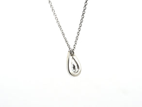 0.52ct Tear Drop Pear Shape Natural Diamond Solitaire Necklace 18kt White Gold
