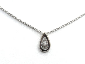 0.52ct Tear Drop Pear Shape Natural Diamond Solitaire Necklace 18kt White Gold