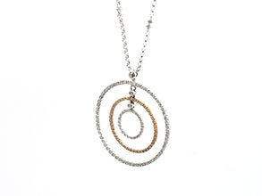 1.29 Ct White and Rose Gold Diamond Three Circle Pendant 18kt Gold