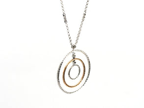 1.29 Ct White and Rose Gold Diamond Three Circle Pendant 18kt Gold