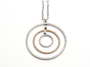 1.29 Ct White and Rose Gold Diamond Three Circle Pendant 18kt Gold