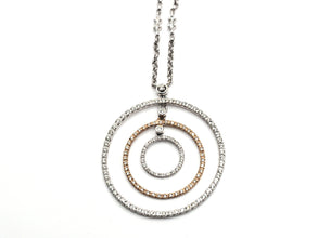 1.29 Ct White and Rose Gold Diamond Three Circle Pendant 18kt Gold