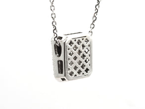 1.08 Ct White Gold Women's Princess Cut Natural Diamond Necklace Pendant 18 Kt