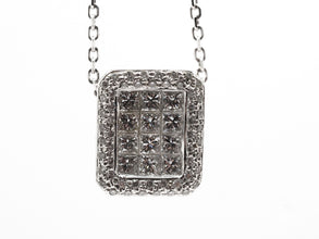 1.08 Ct White Gold Women's Princess Cut Natural Diamond Necklace Pendant 18 Kt