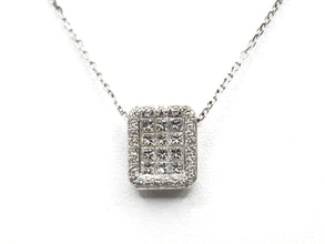 1.08 Ct White Gold Women's Princess Cut Natural Diamond Necklace Pendant 18 Kt