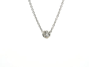 0.90 Ct  Natural Diamond Bezel Set Solitaire Platinum Pendant Necklace
