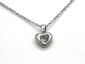 0.025 Ct 950 Platinum Heart Shape Diamond Pendant Necklace