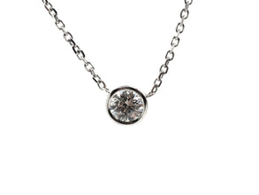 0.62 Ct Natural Diamond Bezel Set Solitaire 14kt Pendant Necklace
