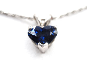 1.48ct White Gold Heart Shape Sapphire Pendant Necklace 14kt White Gold