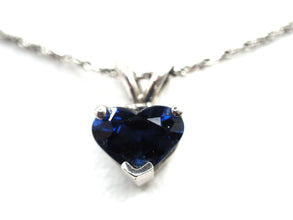 1.48ct White Gold Heart Shape Sapphire Pendant Necklace 14kt White Gold