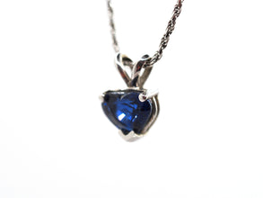 1.48ct White Gold Heart Shape Sapphire Pendant Necklace 14kt White Gold