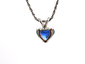 1.48ct White Gold Heart Shape Sapphire Pendant Necklace 14kt White Gold