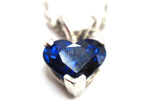 1.48ct White Gold Heart Shape Sapphire Pendant Necklace 14kt White Gold