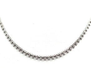 2.32 Ct White Gold Two Row Natural Diamond Bezel Set Choker Necklace 18Kt