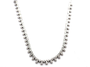 2.32 Ct White Gold Two Row Natural Diamond Bezel Set Choker Necklace 18Kt