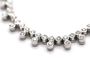 2.32 Ct White Gold Two Row Natural Diamond Bezel Set Choker Necklace 18Kt