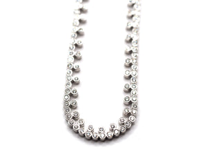 2.32 Ct White Gold Two Row Natural Diamond Bezel Set Choker Necklace 18Kt