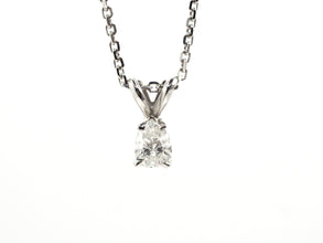 0.24Ct Tear Drop Solitaire Diamond Necklace 14Kt White Gold