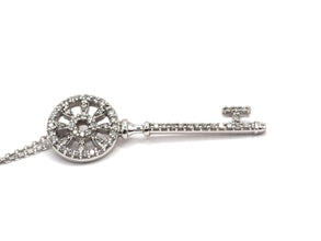0.518 Ct White Gold Natural Diamond Key Pendant With 14 Kt Necklace