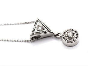 0.24ct Vintage Abstract Drop Solitaire Natural Diamond Necklace 14kt White Gold