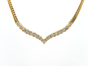 0.86 Ct V Shaped Diamond Necklace 14 Kt Yellow Gold