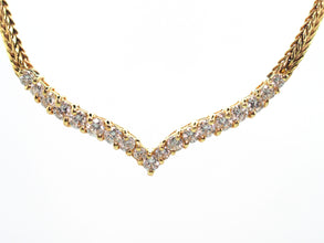 0.86 Ct V Shaped Diamond Necklace 14 Kt Yellow Gold