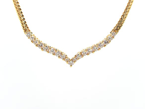 0.86 Ct V Shaped Diamond Necklace 14 Kt Yellow Gold