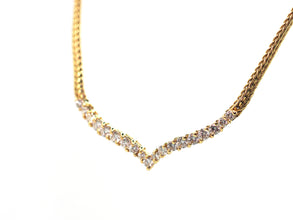 0.86 Ct V Shaped Diamond Necklace 14 Kt Yellow Gold