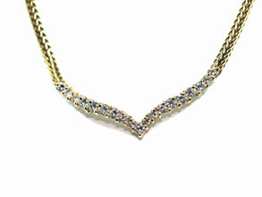 0.86 Ct V Shaped Diamond Necklace 14 Kt Yellow Gold